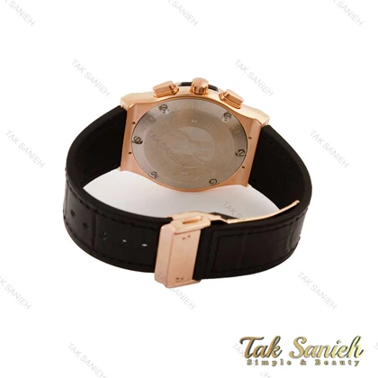 ساعت هابلوت مردانه سه موتوره رزگلد صفحه دودی Hublot-5459-G