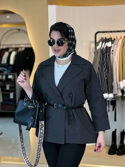 بارانی چهار دکمه ذغالی 010208