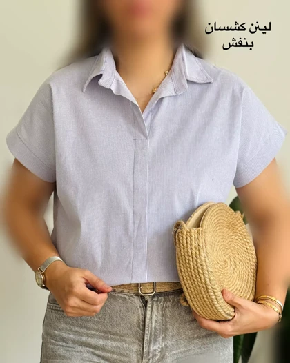 شومیز استین کوتاه لینن