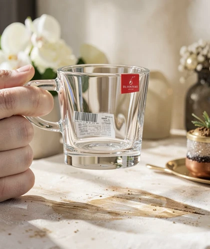 لیوان 6 عددی چای دسته دار شفاف