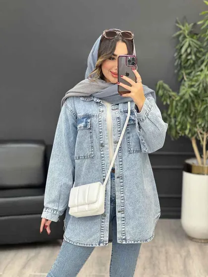 مانتو جین جیب پاکتی لاوین