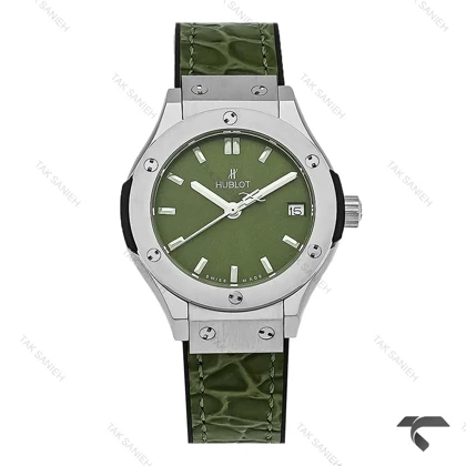 ساعت مچی هابلوت زنانه مینی استیل بند چرم سبز Hublot-10636-L