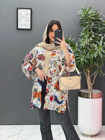 مانتو طرح دار کوک دوزی بغل پاگن