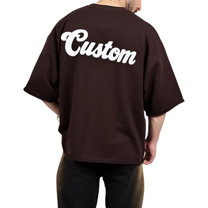 تیشرت مردانه قهوه ای پنبه سه نخ طرح ساده فونت