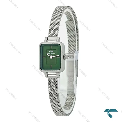 دنیل ولینگتون زنانه مستطیلی مینی سیلور صفحه سبز DW-7974-L
