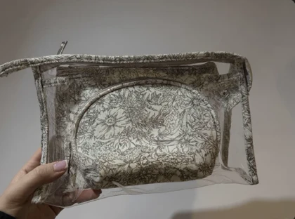 کیف لوازم آرایش سه تکه طرحدار در سه رنگ