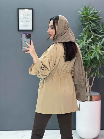 مانتو لینن چهار دکمه آستین بندی