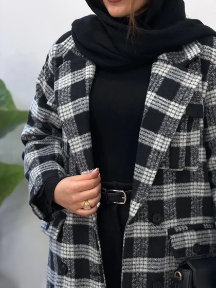 پالتو پشمی بلند آستردار متینا