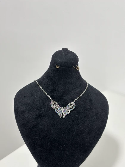 گردنبند نقره زنانه طرح پروانه 974