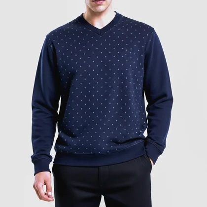 پلیور یقه‌هفت مردانه طرح خال‌خالی