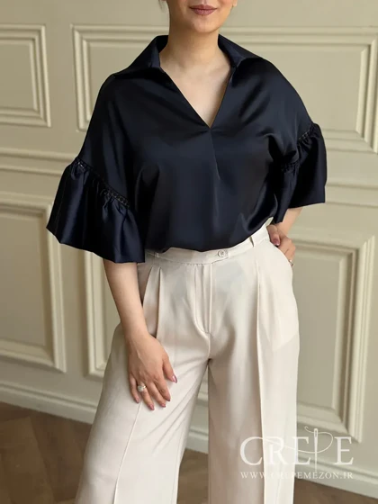 شومیز ساتن آستین کلوش