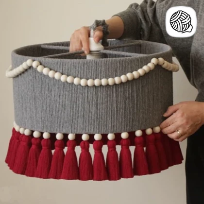 لوستر مکرومه بافی مدل پر منگوله قطر 35