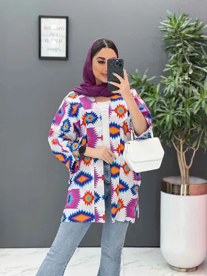 مانتو نخی طرح دار کوک دوزی