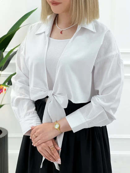 شومیز کراپ جلوگره زنانه مانیا