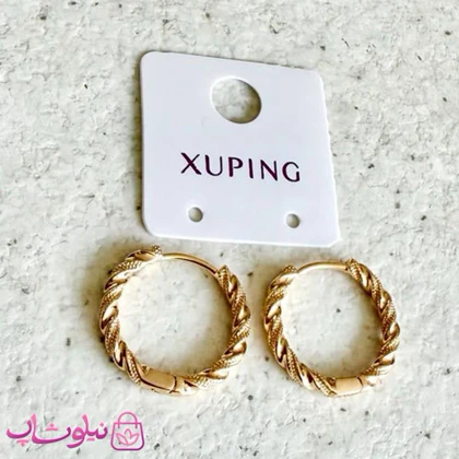 گوشواره زنانه ژوپینگ طرحدار مدل دایره طلایی رنگ کد 2391
