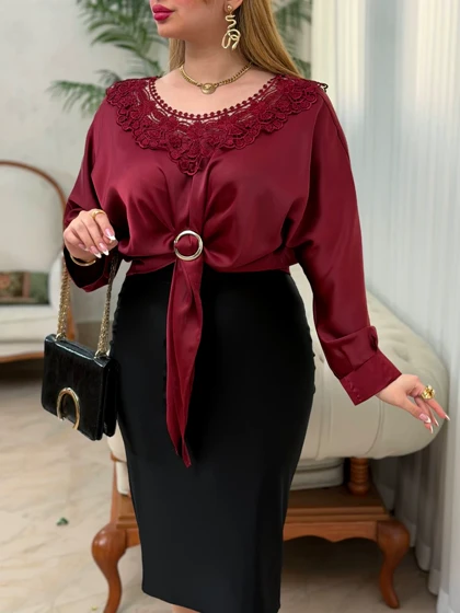 شومیز دانتل ساتن 3715