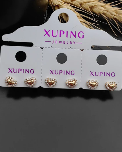 گوشواره میخی قلب دور نگین ژوپینگ