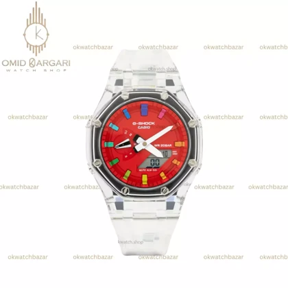 ساعت مچی کاسیو جی-شاک بند شیشه ای صفحه قرمز Casio G-SHOCK