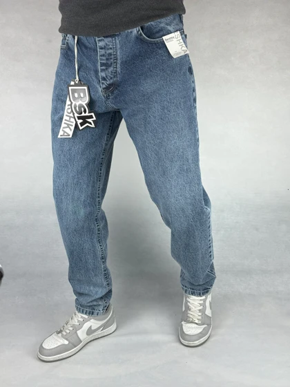 شلوار مام فیت مردانه آبی ساده 146