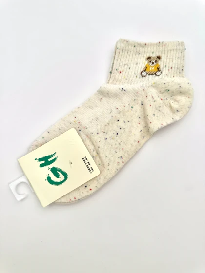جوراب مچی دانه رنگی طرح خرس