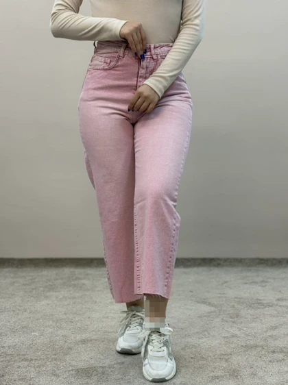 شلوار واید جین صورتی آمسو