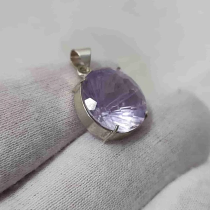 گردنبند نقره با سنگ آمیتیست جواهری (بدون زنجیر)