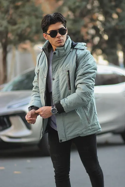 کاپشن مردانه رنگ سبز آبی