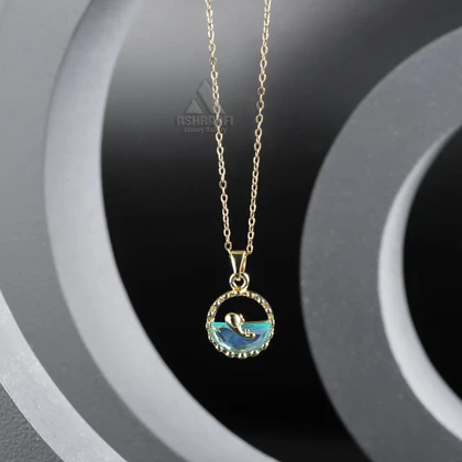گردنبند طرح وال و دریا Swimming Whale Necklace G