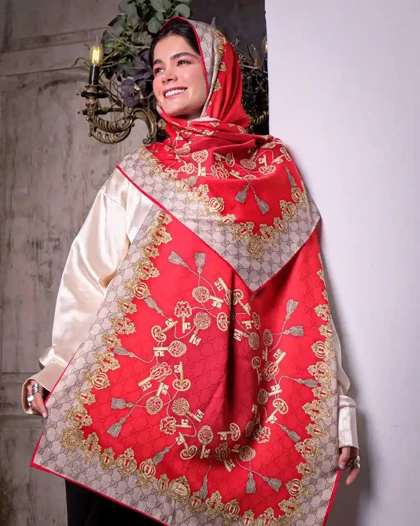 شال ابریشم ژاکارد گوچی کلید 20189