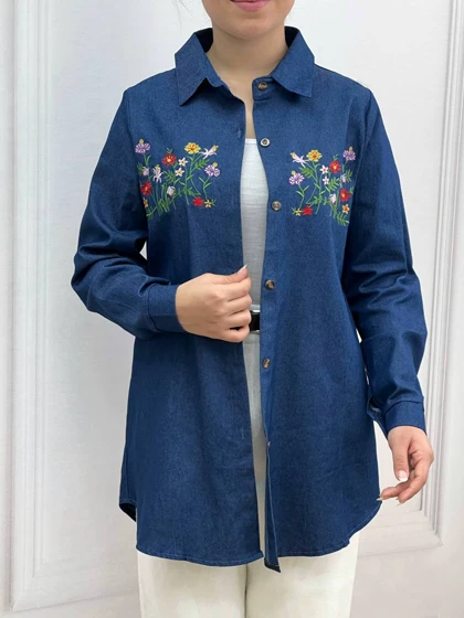 مانتو جین گلدوزی مدل 2 کد 3708