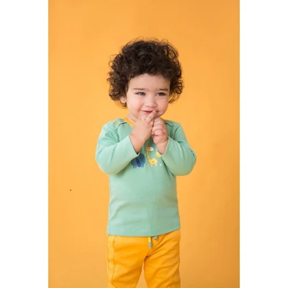 بلوز آستین بلند پسرانه نوزادی نیلی طرح ZOO