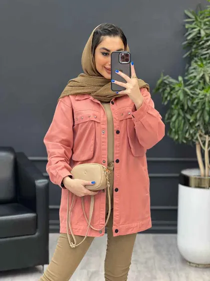مانتو کتان چهار جیب پرچ پارلا