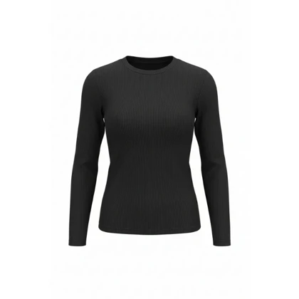 بلوز آستین بلند یقه گرد زنانه مشکی مدل اسلیو