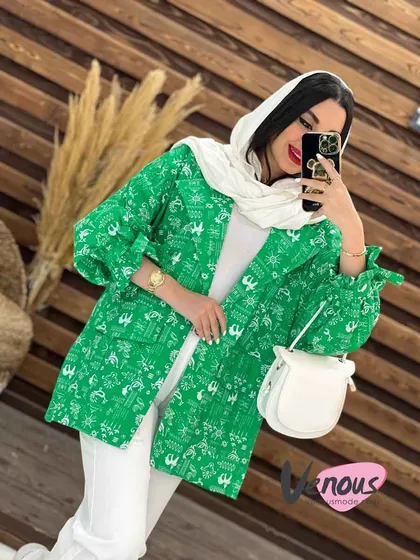 مانتو کتی طرح دار آستین کش