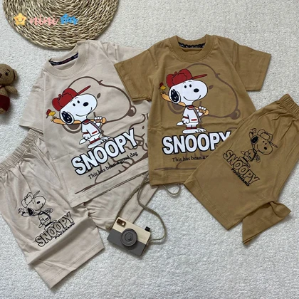 تیشرت شلوارک پنبه پسرانه مدل snoopy مناسب 2 الی 9 سال