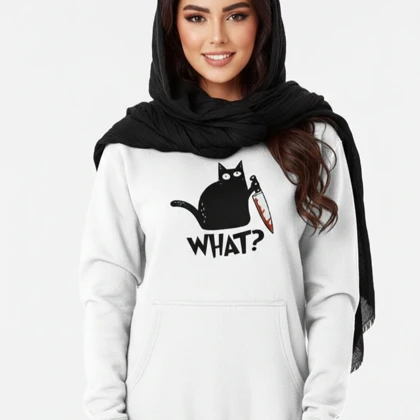 هودی هالوین طرح هودی هالوین طرح Cat What? Murderous Black Cat کد 261438