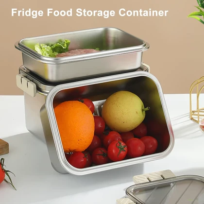 ظرف نگهدارنده غذا فریزری استیل مستطیل قفل دار