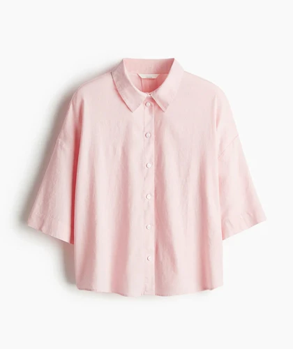 شومیز باکسی لینن صورتی H&M225