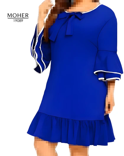 پیراهن زنانه سایز بزرگ کاربنی طرح کلاسیک