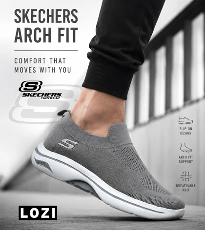 کتانی اسکیچرز Arch Fit طبی ورزشی خاکستری مردانه و زنانه مدل 8808