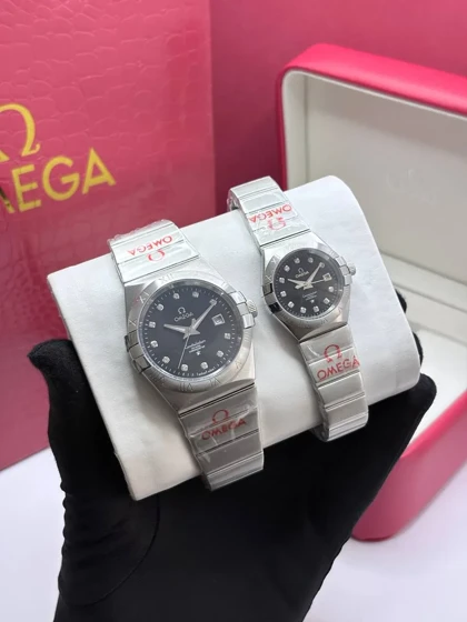 ساعت امگا مردانه نقره ای صفحه مشکی