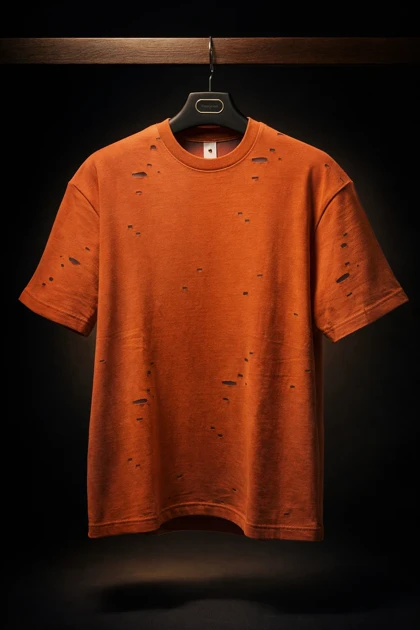 تیشرت زاپ‌دار لش نارنجی آجری با کیفیت و تنخور استثنایی