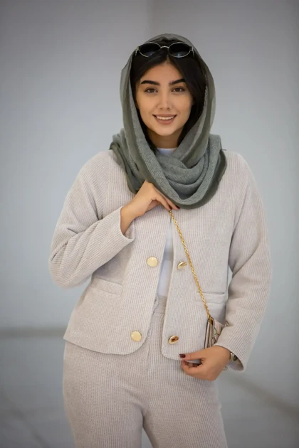 جکت زنانه دکمه نما آستردار