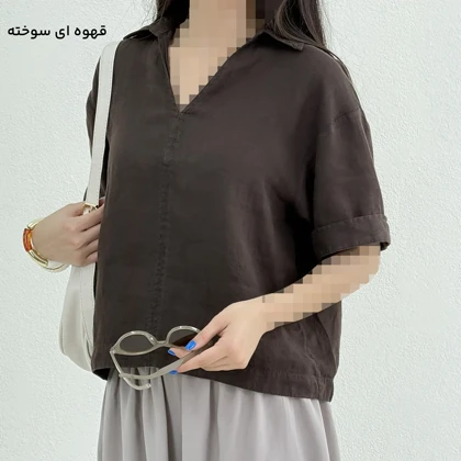 بلوز زنانه جلو بسته لینن | آی بولک