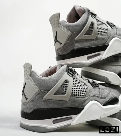کفش کتانی ساق‌دار مردانه طوسی سفید Nike air jordan 4
