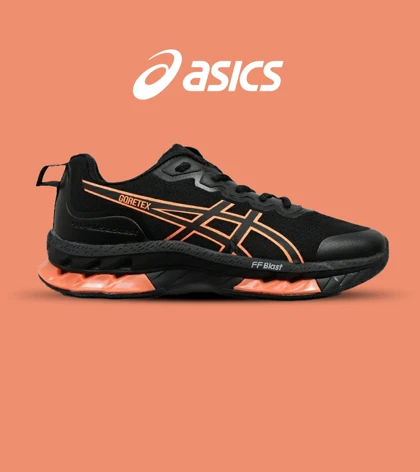 کفش کتانی مردانه مشکی نارنجی ASICS GORETEX مدل 5228