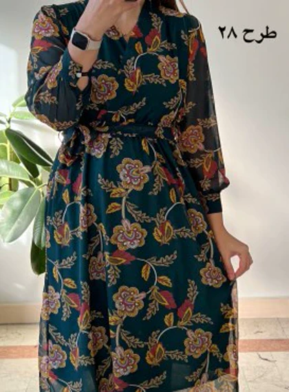 پیراهن حریر سرمه سری 16