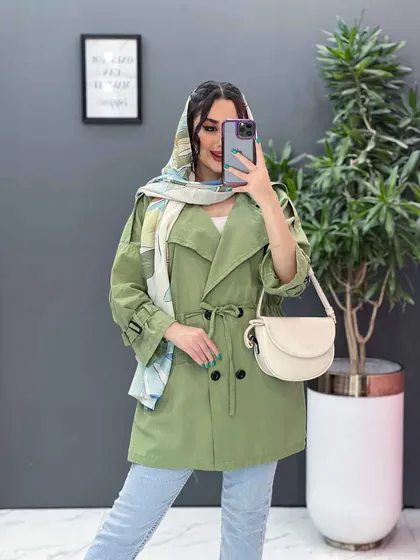 مانتو لینن چهار دکمه آستین بندی