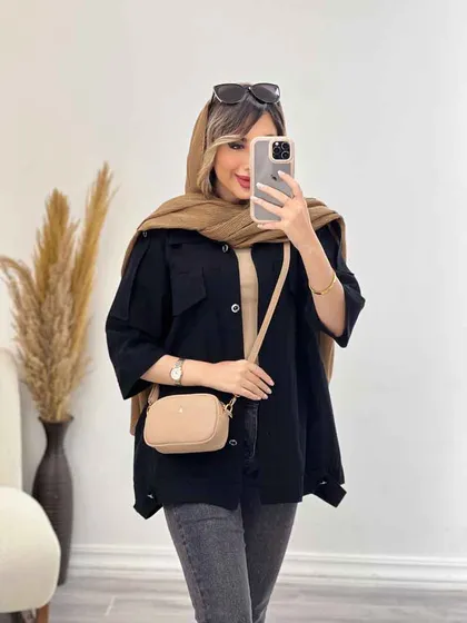 مانتو سرشانه پاگن دو جیب