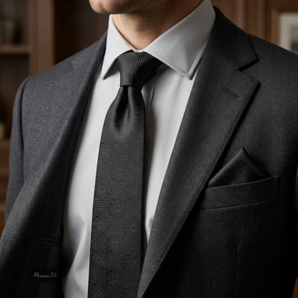 کراوات و پوشت دستدوز طرح گل 7 پر برند Massimo Dutti